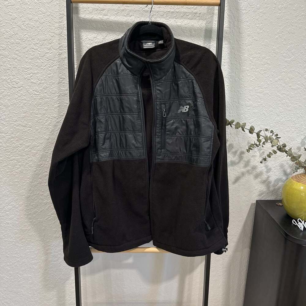 New Balance Men's Full-Zip Fleece Mock Neck Jacket Black